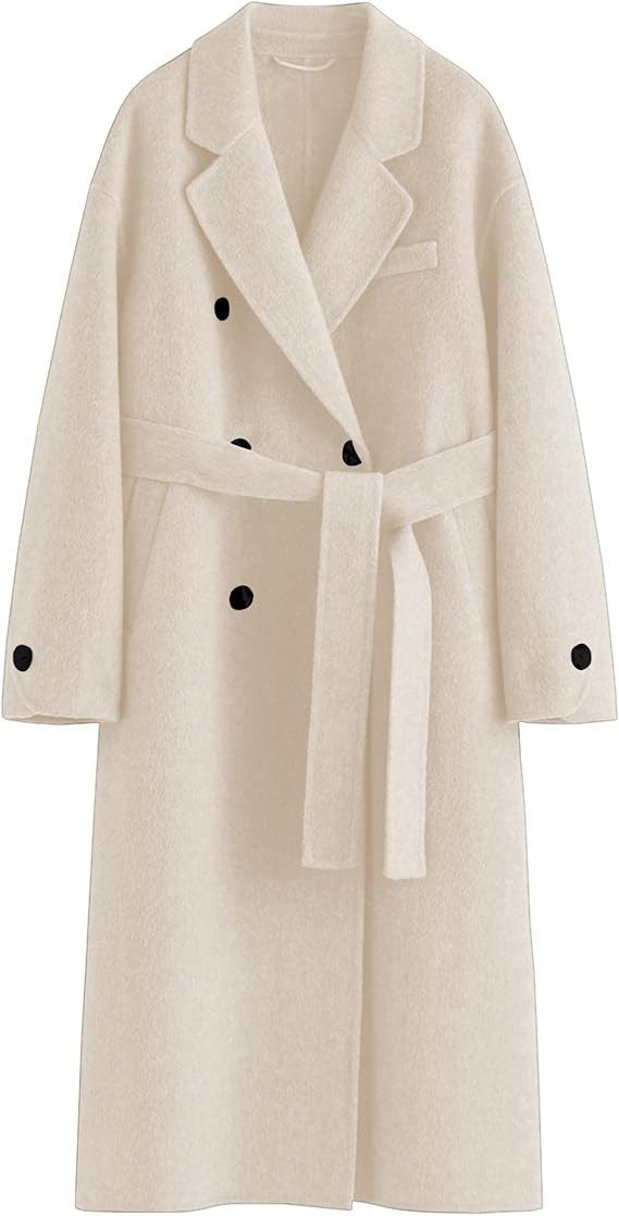Peaceglad Womens Pea Coats Fall Long Trench Coat Double Breasted Button Down Lapel Belted Peacoat | Amazon (US)