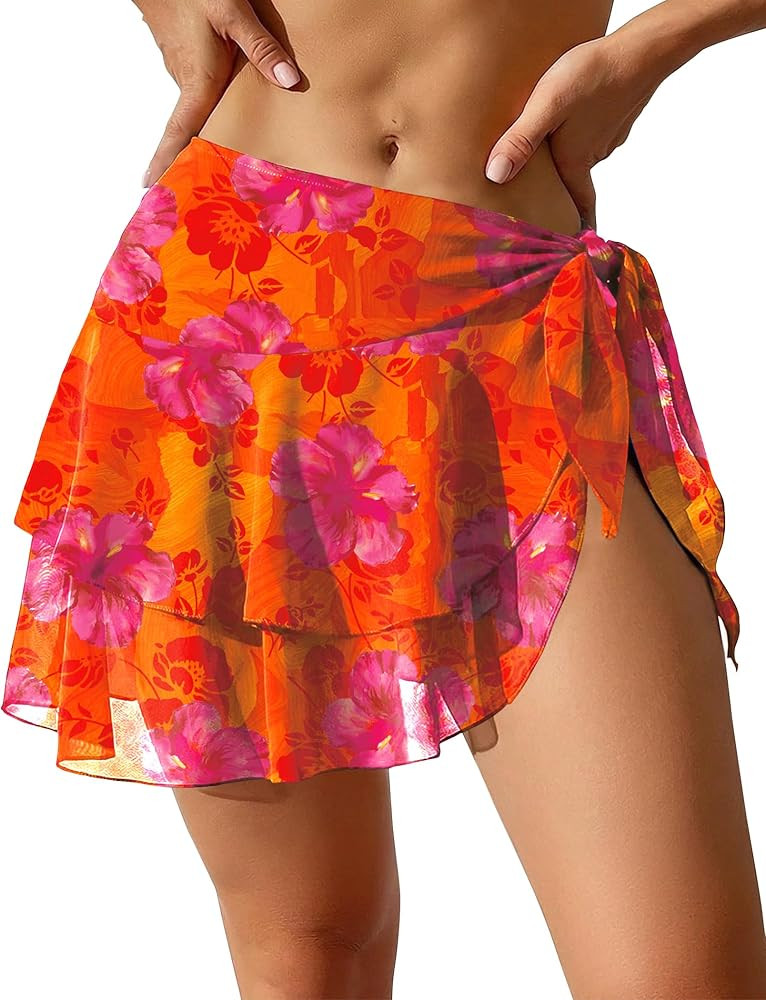 Ekouaer Sarong Wraps for Women Chiffon Beach Swimsuit Coverup Sheer Short Bathing Suit Cover Up S... | Amazon (US)