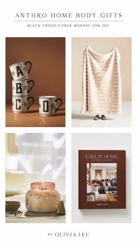 Anthropologie gift ideas for homebodies on sale for BFCM - gifts for those ones who love to be cozy at home 🏡 #giftideas #giftsforhome 

#LTKCyberWeek #LTKGiftGuide #LTKsalealert