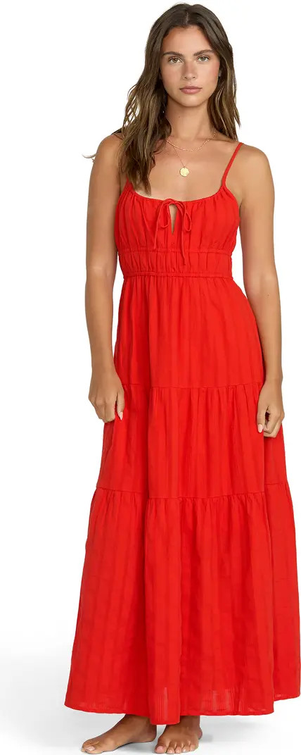 Red Aloha Tiered Cotton Maxi Sundress | Nordstrom