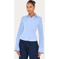 Light Blue Cotton Fitted Shirt | PrettyLittleThing US