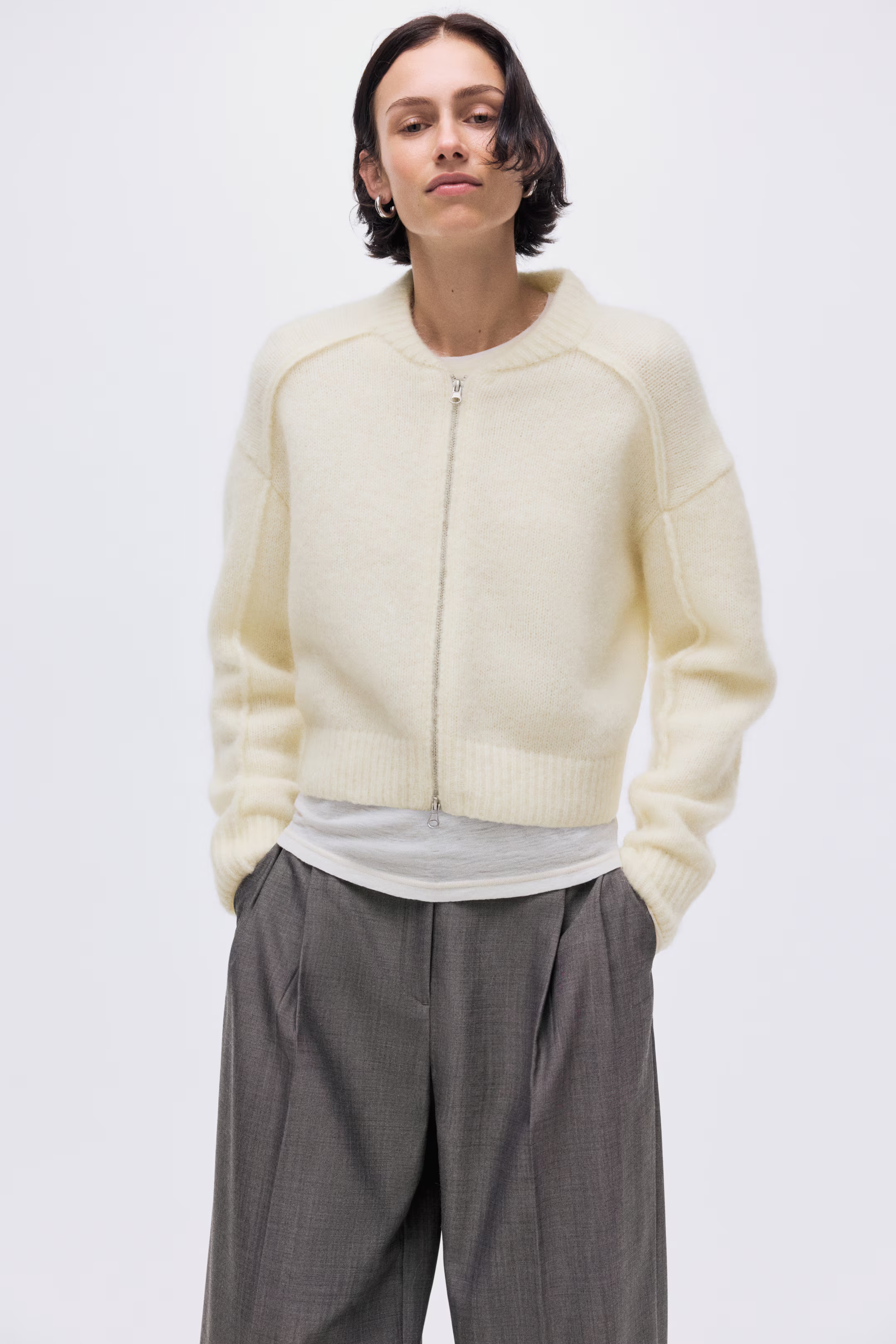 Mohair-blend zip-through cardigan | H&M (UK, MY, IN, SG, PH, TW, HK)