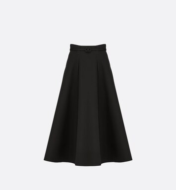 Mid-Length Skirt Black Wool and Silk | DIOR | Dior Couture