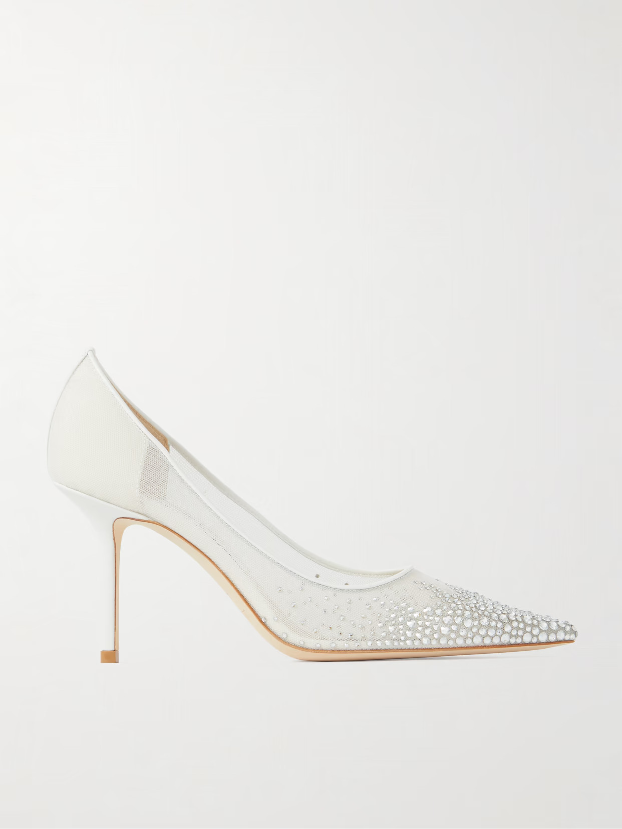 Jimmy Choo - Love 85 Leather-trimmed Crystal-embellished Mesh Pumps - White | NET-A-PORTER (US)