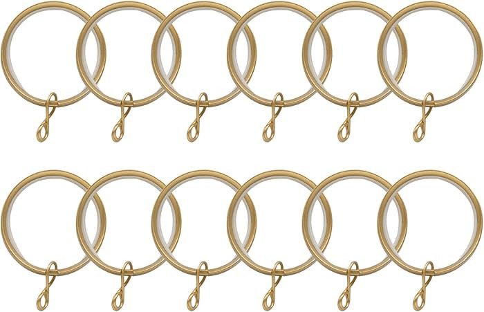 TWOPAGES 12 Pack Curtain Rings with Eyelets, 1.5 Inch Gold Drapery Rings | Amazon (US)