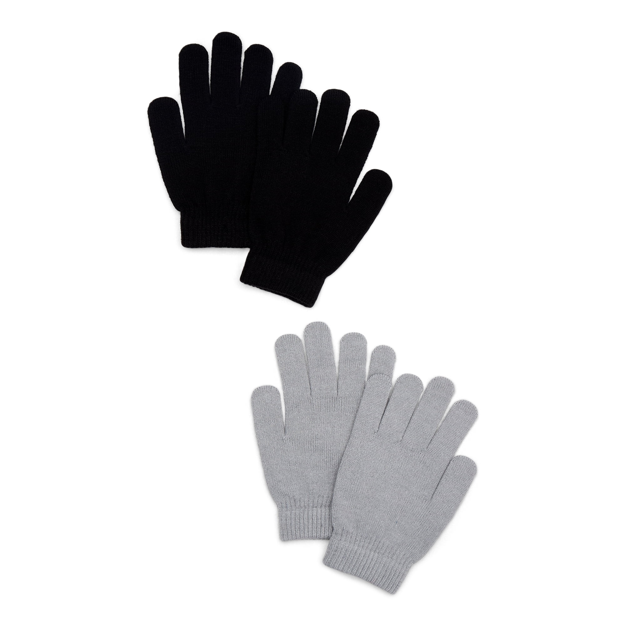 Time and Tru Women's Knit Gloves, 2-Pack, Medium Grey Heather | Walmart (US)