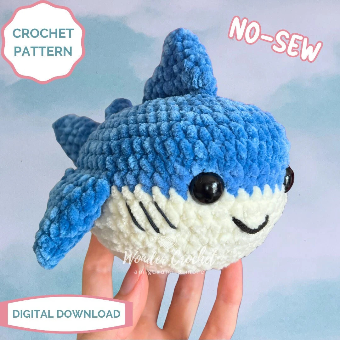 NO-SEW Shark Plush Crochet PATTERN - Etsy | Etsy (US)