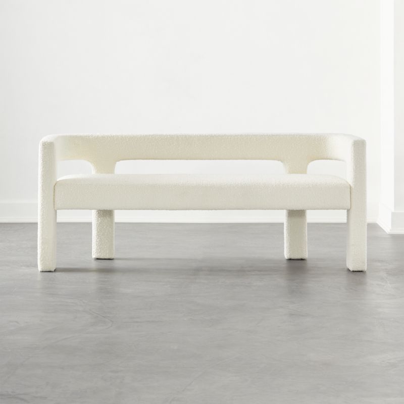 Stature 67" Warm White Boucle Bench + Reviews | CB2 | CB2