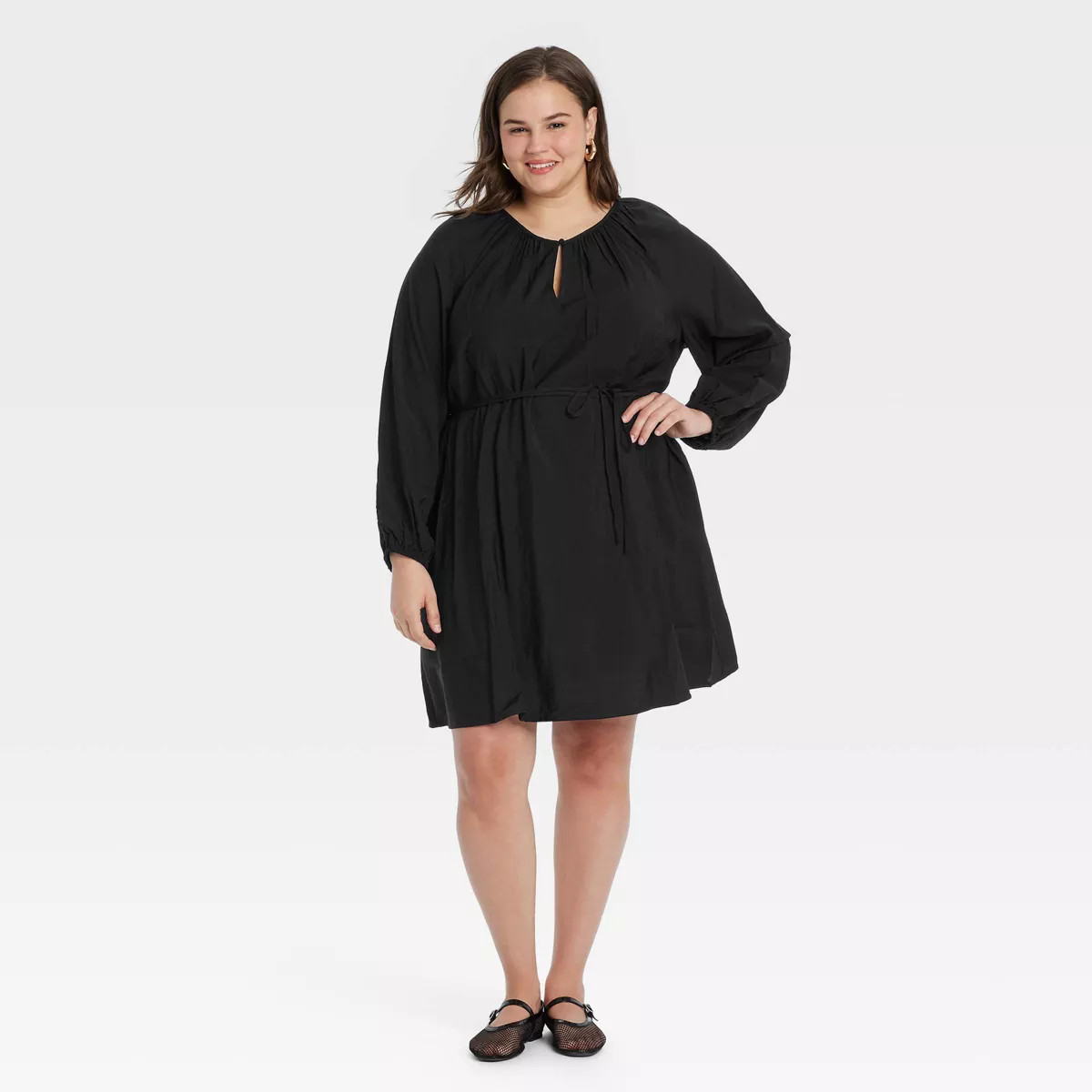 Women's Ballon Long Sleeve Belted Mini Dress - A New Day™ | Target