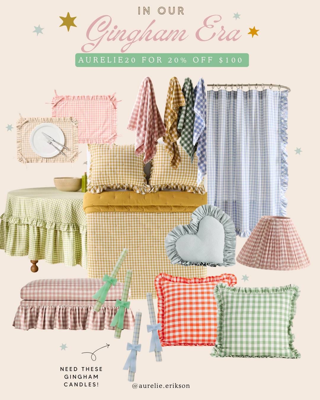 Gingham season forever 💙 Sharing all my favorite gingham finds from Anthropologie — from charming home accents to pretty entertaining pieces and everyday details that feel effortlessly classic. Use code AURELIE20 for 20% off $100+ (exclusions apply). ✨ #GinghamStyle #AnthroHome #ClassicWithATwist 

 #LTKHome #LTKSaleAlert