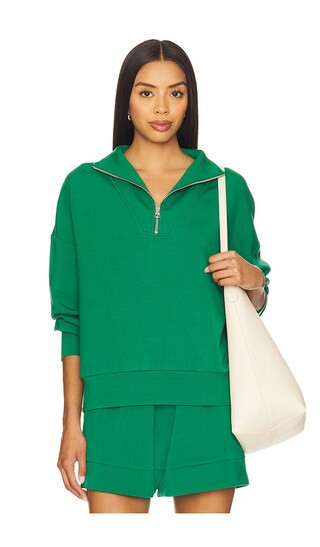 Varley Hawley Half Zip Sweatshirt in Green. - size S | Revolve Clothing (Global)