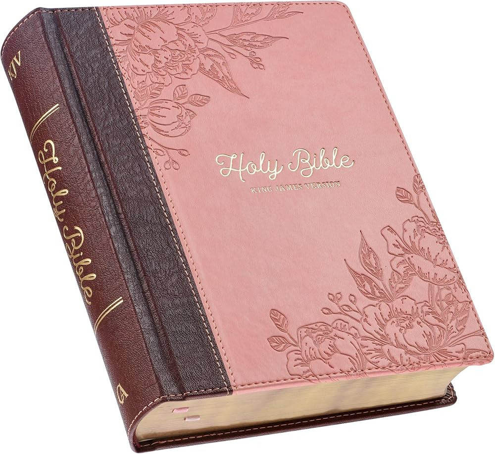 KJV Holy Bible, Note-taking Bible, Faux Leather Hardcover - King James Version, Brown/Pink | Amazon (US)