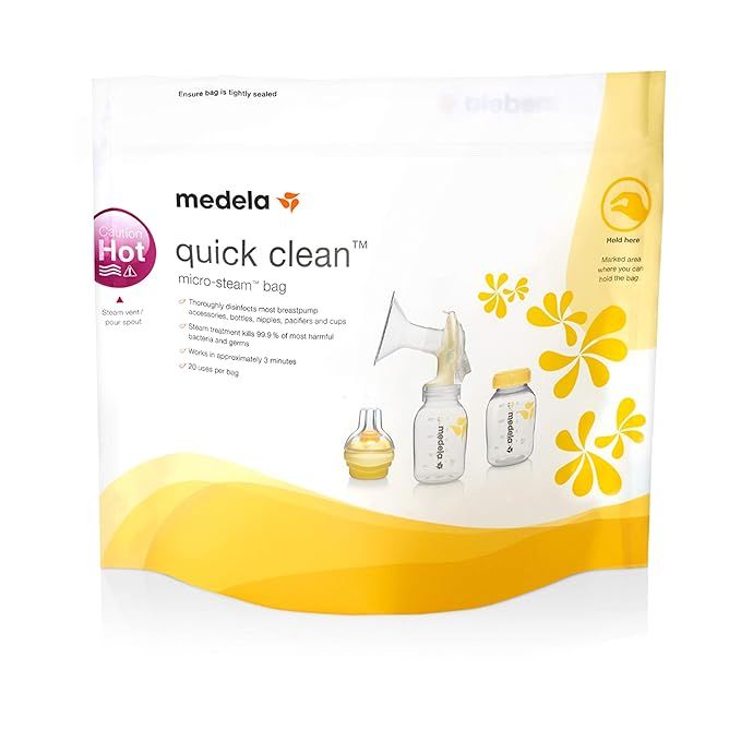 Medela Quick Clean Micro-Steam Bags for Bottles and Breast Pump Parts, 5 Count, | Amazon (US)