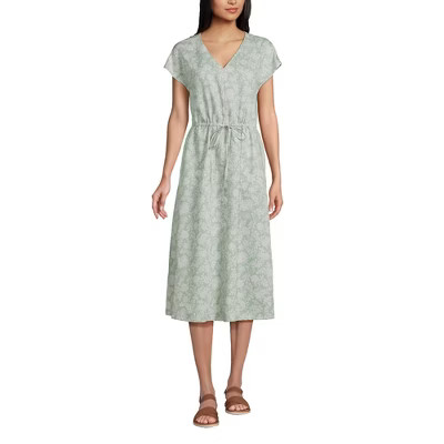 Lands' End Women's V-Neck Midi Dress made with TENCEL Fibers | Target