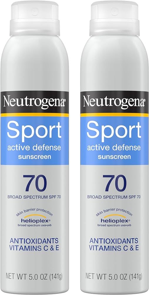 Neutrogena Sport Active Defense SPF 70 Sunscreen Spray, Sweat & Water Resistant Spray Sunscreen w... | Amazon (US)