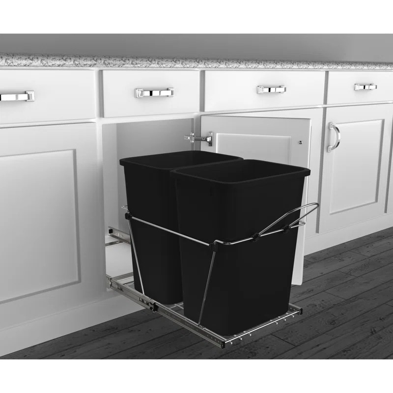 Rev-A-Shelf Double Pull Out Trash Can 35 Qt for Kitchen | Wayfair North America