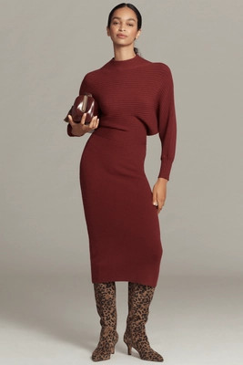 By Anthropologie Long-Sleeve Slim Sweater Midi Dress | Anthropologie (US)