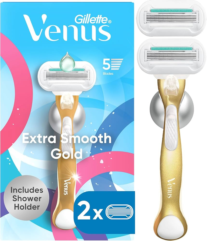 Gillette Venus Extra Smooth Sensitive Gold Women's Razor Handle + 2 Blade Refills, includes Showe... | Amazon (US)