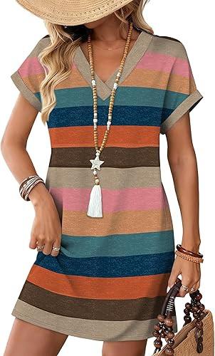 WIHOLL Dresses for Women 2026 Casual Summer Tshirt Dress Wedding Guest Dresses Short Sleeve Fashi... | Amazon (US)
