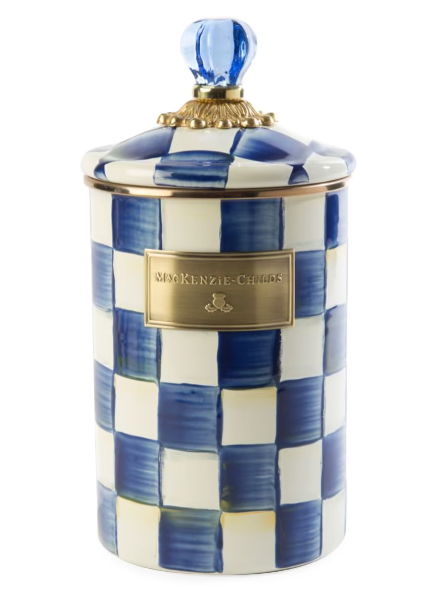 Royal Check Large Enamel Canister | Saks Fifth Avenue