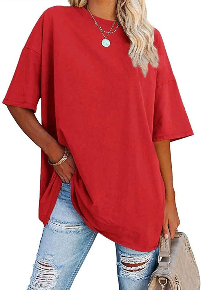 Oversized T Shirts for Women Loose Fit Crewneck Short Sleeve Tops Summer Casual Blouse Y2K 2024 B... | Amazon (US)