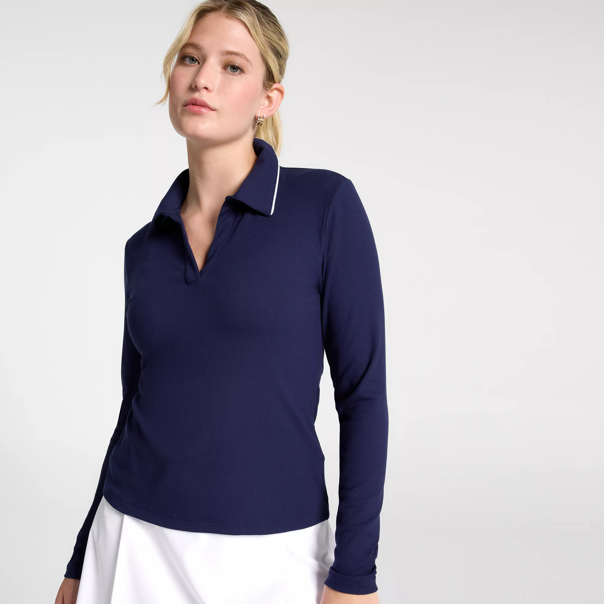 CALIA Women's Rib Long Sleeve Johnny Golf Polo | DICK'S Sporting Goods