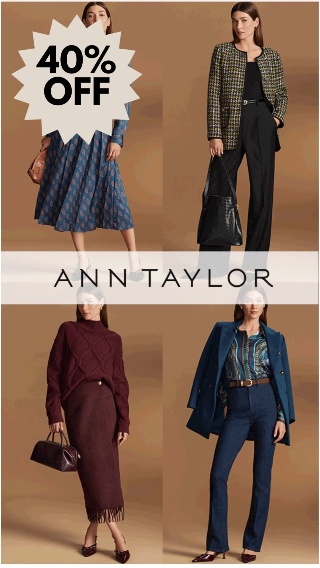 SALE ALERT ‼️ Shop Ann Taylor and SAVE!! Score 40% OFF Site Wide — 50% OFF Sale items — Spruce up your Holiday Wardrobe 🍂 I did 🤣 !!!

Time to add some new looks to your Workwear & Dinner Dates!!
(SEE PHOTO) 
Click any photo to shop the entire site!!!  Would be greatly appreciated 😍 ❌⭕️❌⭕️

Workwear - Winter Outfits - Fall Fashion - Travel outfit - Business Casual- Wedding Guest - Christmas Outfit - Vacation- Teacher Outfit - SALE ALERT 🔔 Denim - Family Photos - Christmas 🎄 Gift 🎁 Lounge Sets - Pajamas - New Years Eve — 
Work wear, fall workwear, fall business casual looks, office outfits, work outfits, affordable fashion, wear to work, what to wear to work, fall work outfits, office looks, casual

Follow my LTK @fashionistanyc on the @shop.LTK app to view this post and get my exclusive app-only content!

#liketkit #LTKOver40 #LTKFindsUnder100 #LTKPetite #LTKSeasonal #LTKWorkwear #LTKSaleAlert #LTKTravel #LTKWedding #LTKHoliday #LTKootd
@shop.ltk
https://liketk.it/5HFby