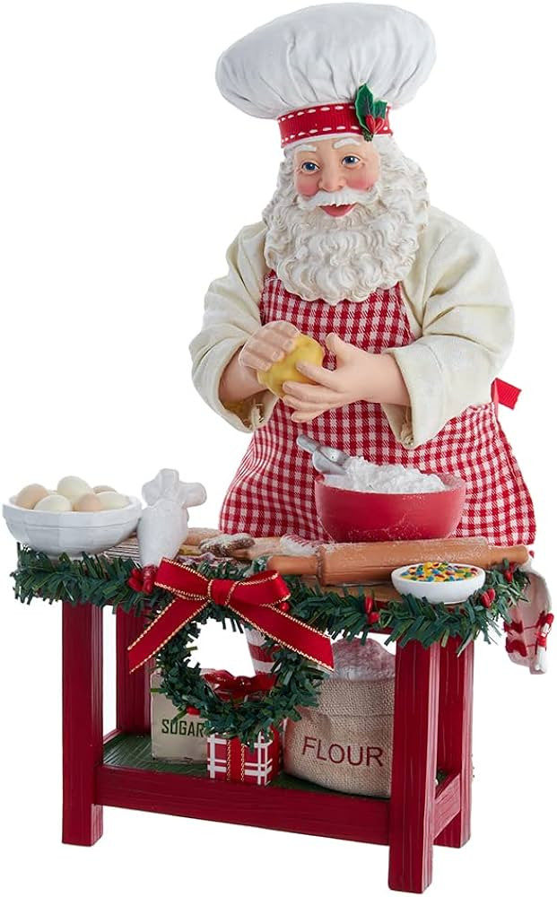 Kurt Adler 10.5-Inch Fabriché 2-Piece Baking Santa Set | Amazon (US)