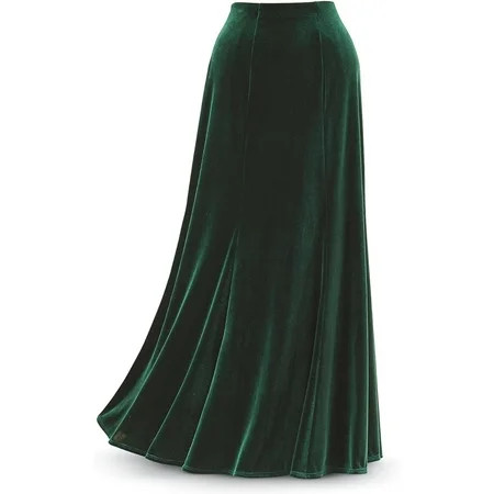 Sagefinds Women Green Velvet Skirt Luxurious Style for Parties Elasticized Waist 39” Long - 2X | Walmart (US)