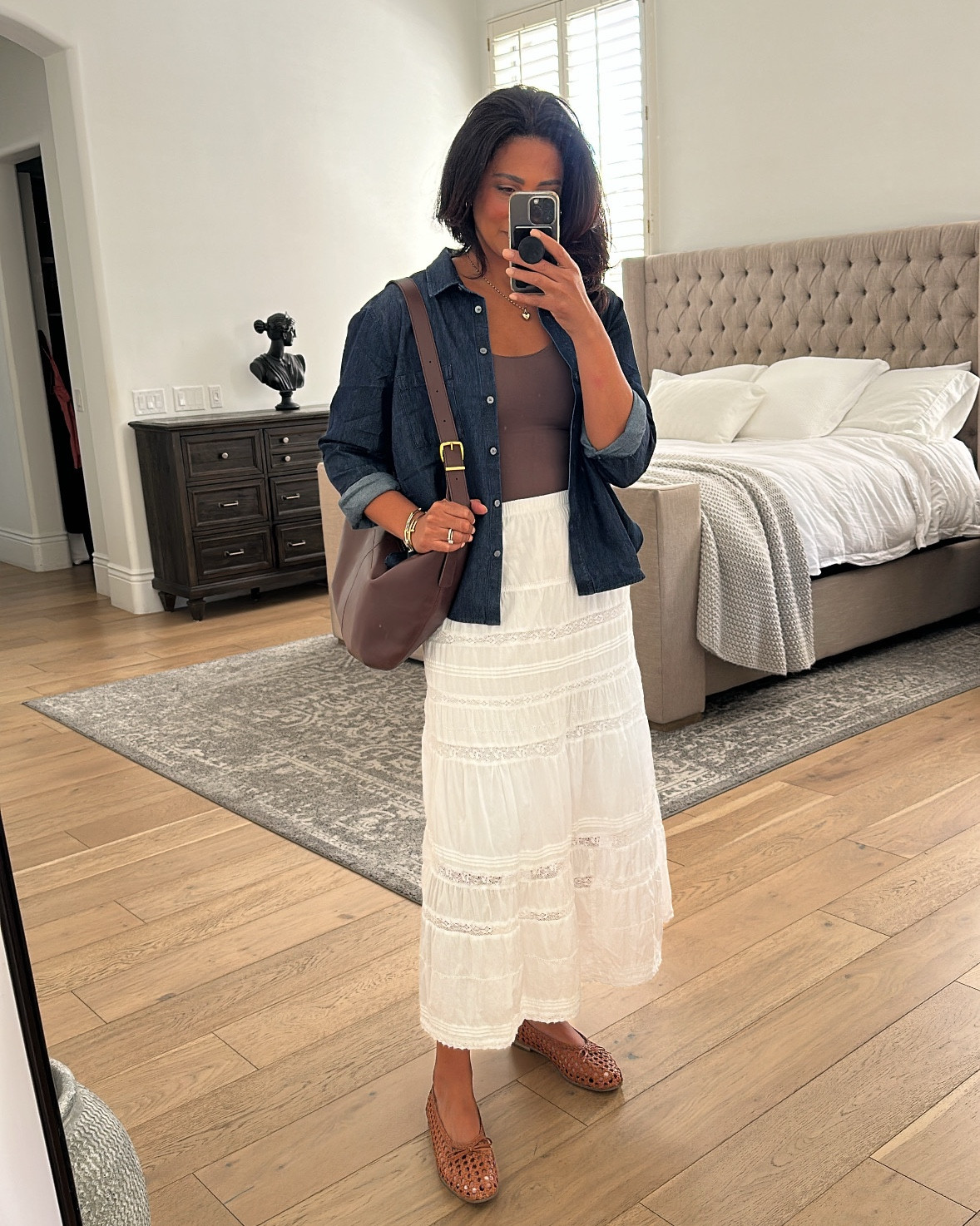 Wear a denim shirt with skirts or shorts for an early fall outfit. All fit true to size.



#LTKStyleTip #LTKOver40 #LTKSaleAlert