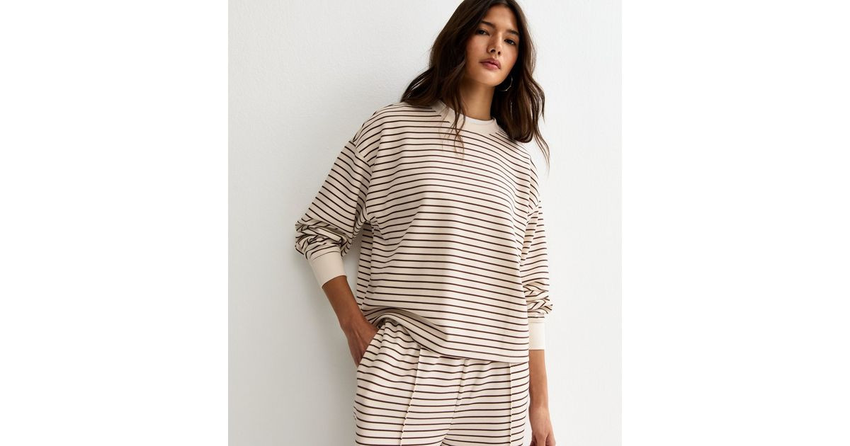 Brown Premium Stripe Relaxed Sweatshirt | New Look | New Look (UK)