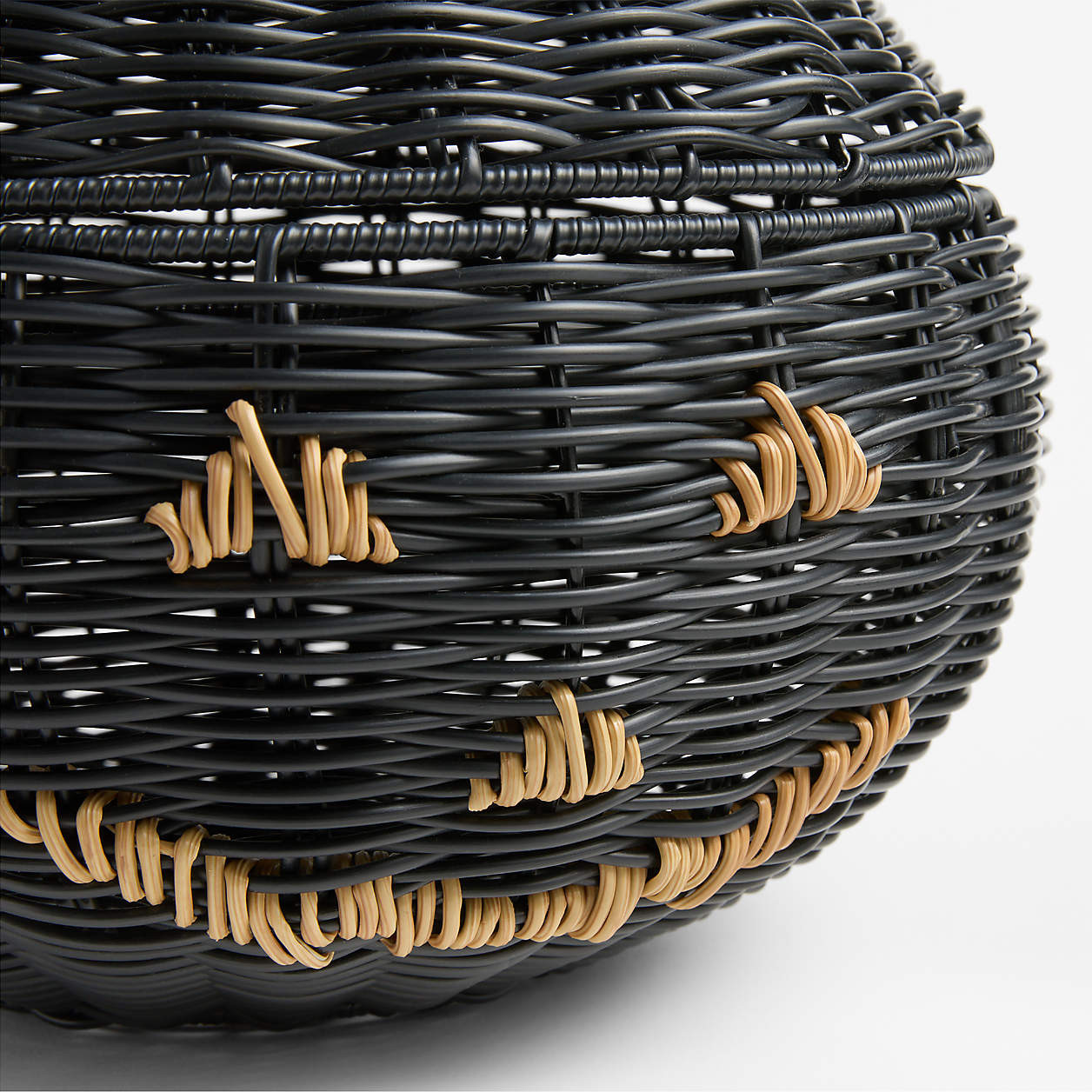 Trick-Or-Treat Woven Pumpkin Bowl with Lid | Crate & Barrel | Crate & Barrel