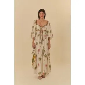 Vestido Longo Estampado Coqueirinhos De Verão | Farm Rio (BR)