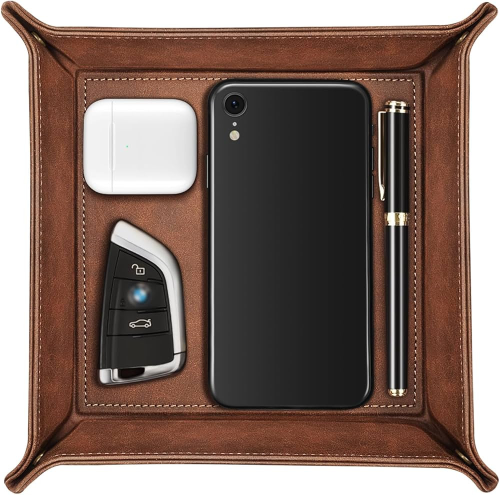 SITHON Valet Tray Desktop Storage Organizer – Premium PU Leather Catchall Bedside Vanity Tray N... | Amazon (US)
