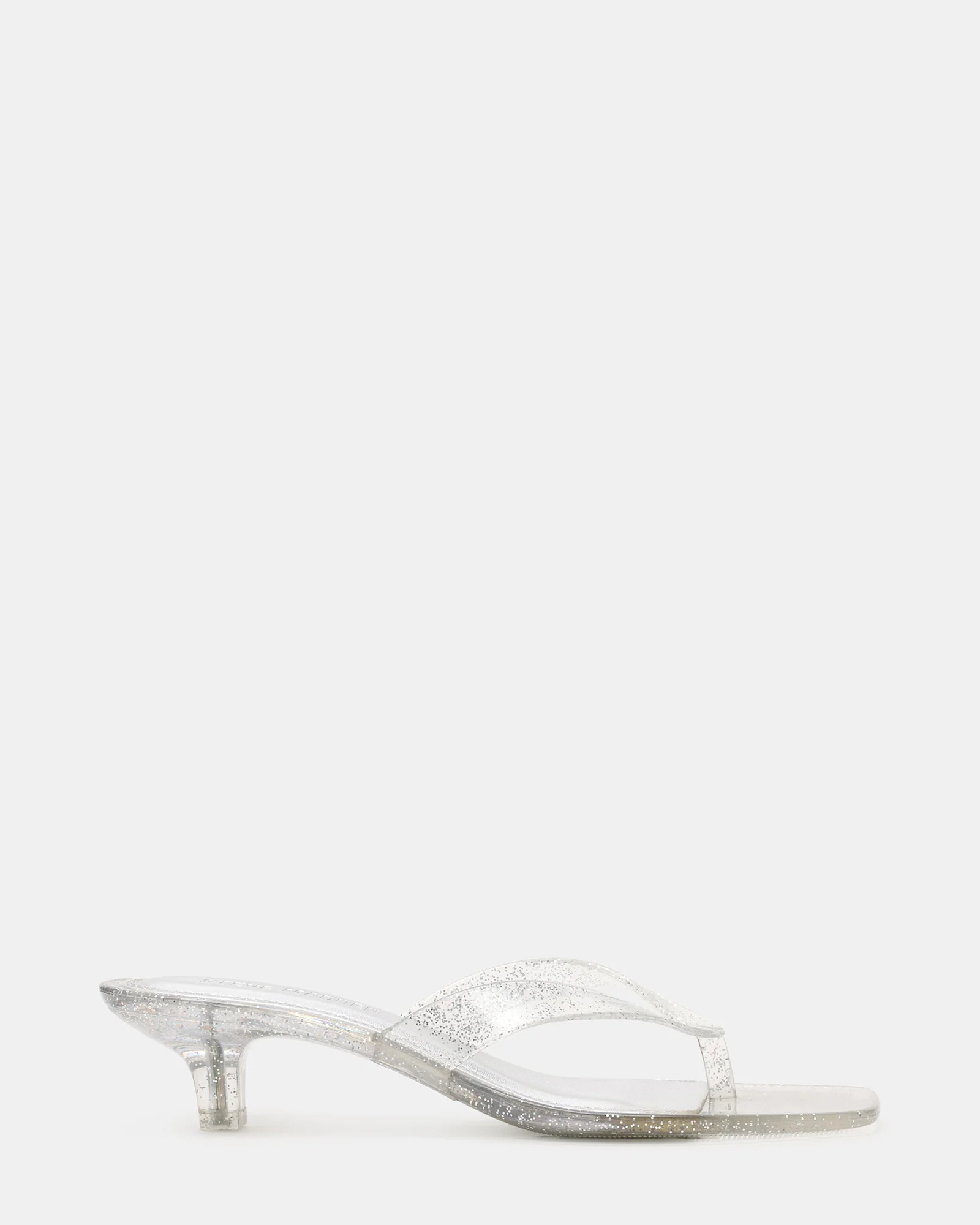 TRACIE Jelly Silver Glitter Thong Strap Women's Kitten Heel | Steve Madden (US)