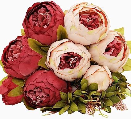 Kimura's Cabin Fake Peonies Flowers Bouquets Vintage Artificial Peony Silk Flower for Home Weddin... | Amazon (US)