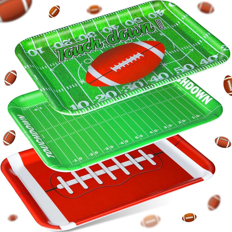 Zubebe 3 Pcs 13 x 10 Inch Football Serving Trays and Platters, Reusable Football Theme Party Deco... | Amazon (US)