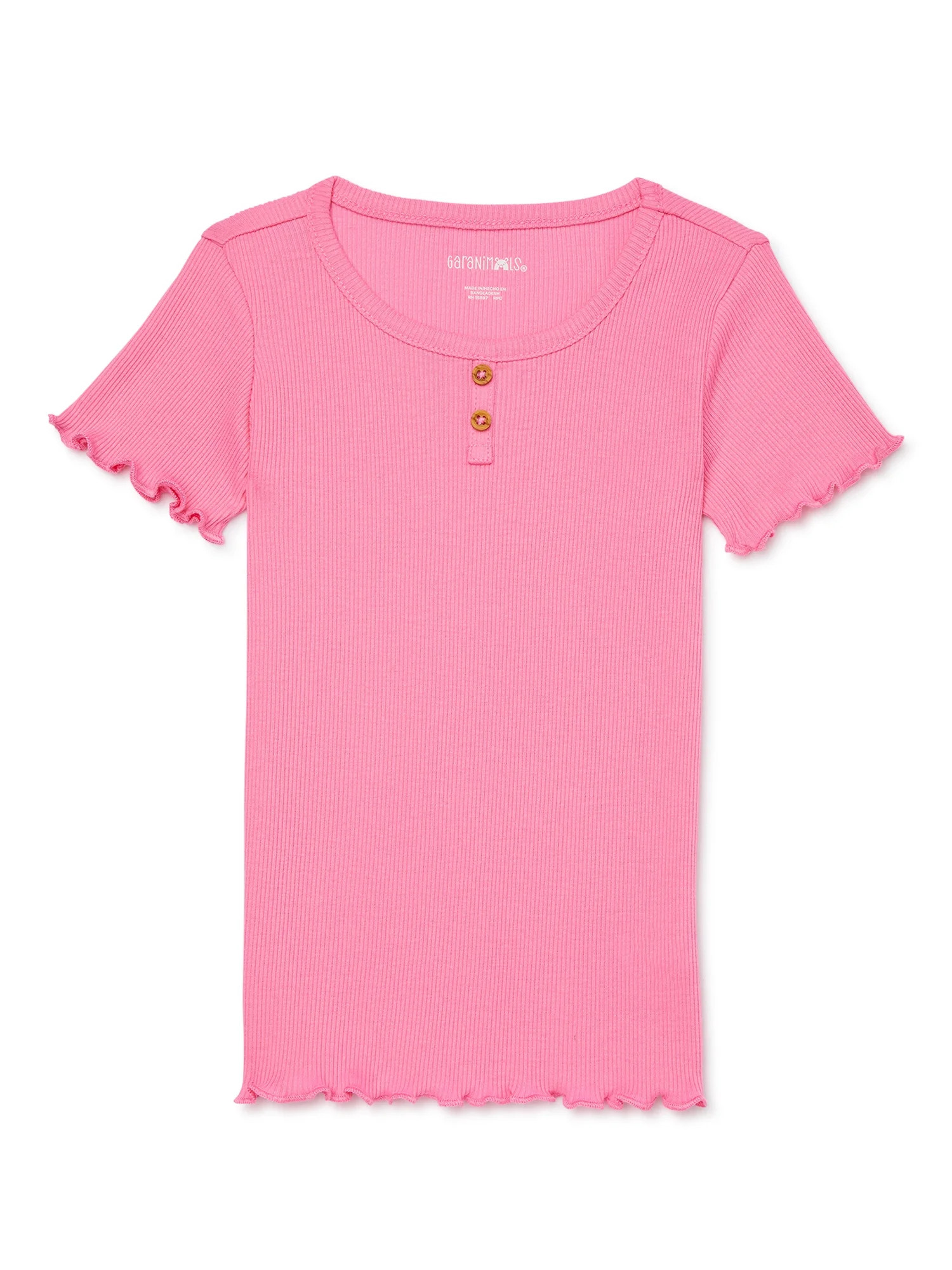 Garanimals Toddler Girl Short Sleeve Rib Henley T-Shirt, Sizes 18M-5T | Walmart (US)