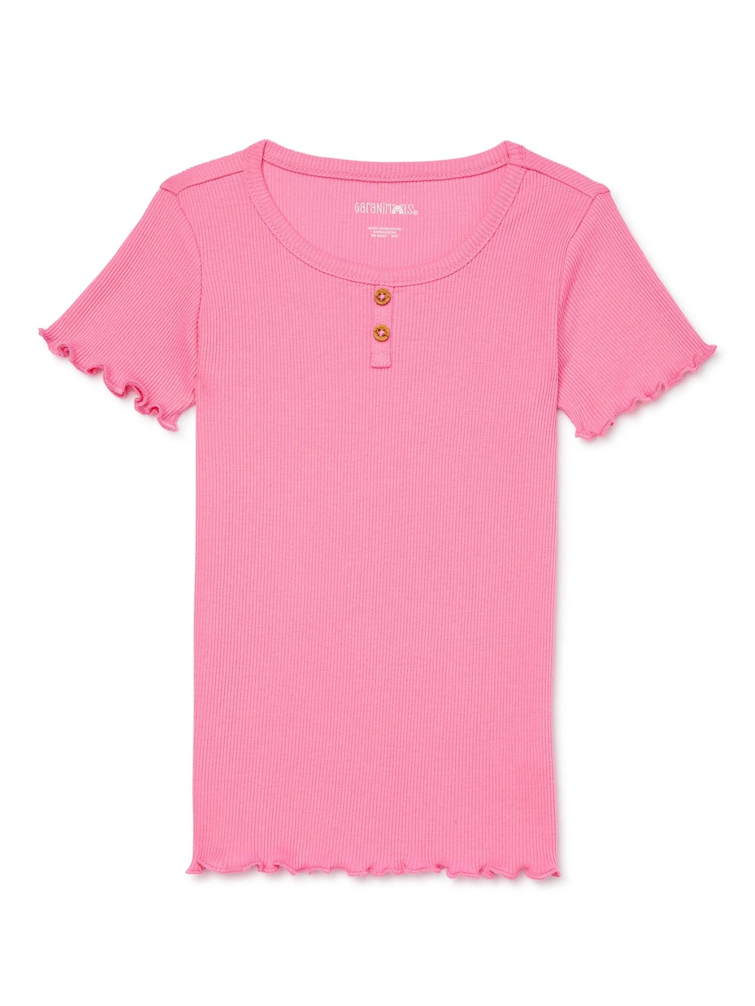 Garanimals Toddler Girl Short Sleeve Rib Henley T-Shirt, Sizes 18M-5T | Walmart (US)