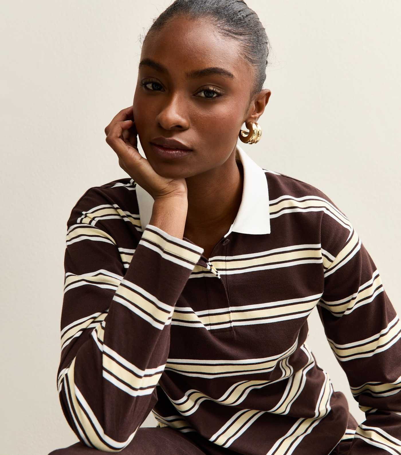 Brown Striped Long Sleeve Rugby Top | New Look | New Look (UK)
