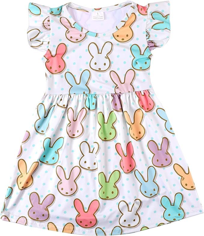 Toddler Girl Easter Outfit Short Sleeve Bunny Dress Princess Party Dress Summer Clothes | Amazon (US)