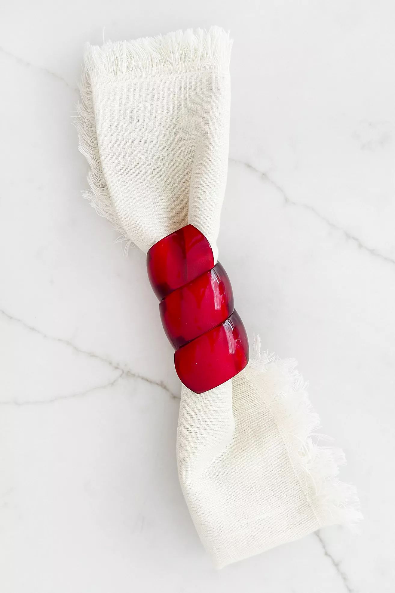 Old Flame Candle Co. Vintage Red + White Ribbon Candy Cane Napkin Rings, Set of 8 | Anthropologie (US)