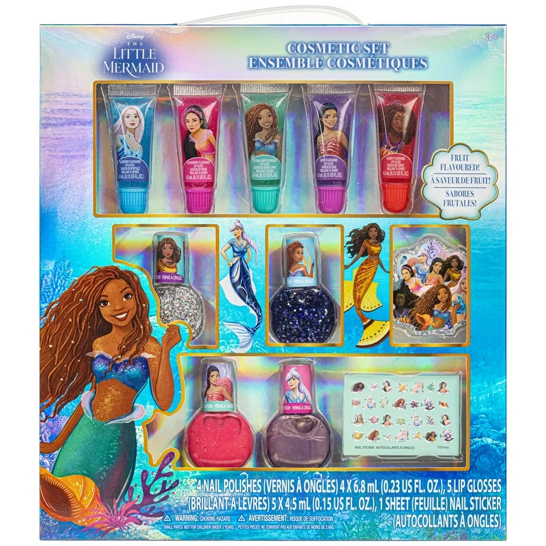 Disney The Little Mermaid - Townley Girl 11 Pcs Sparkly Cosmetic Makeup Set for kids Includes 5 L... | Walmart (US)