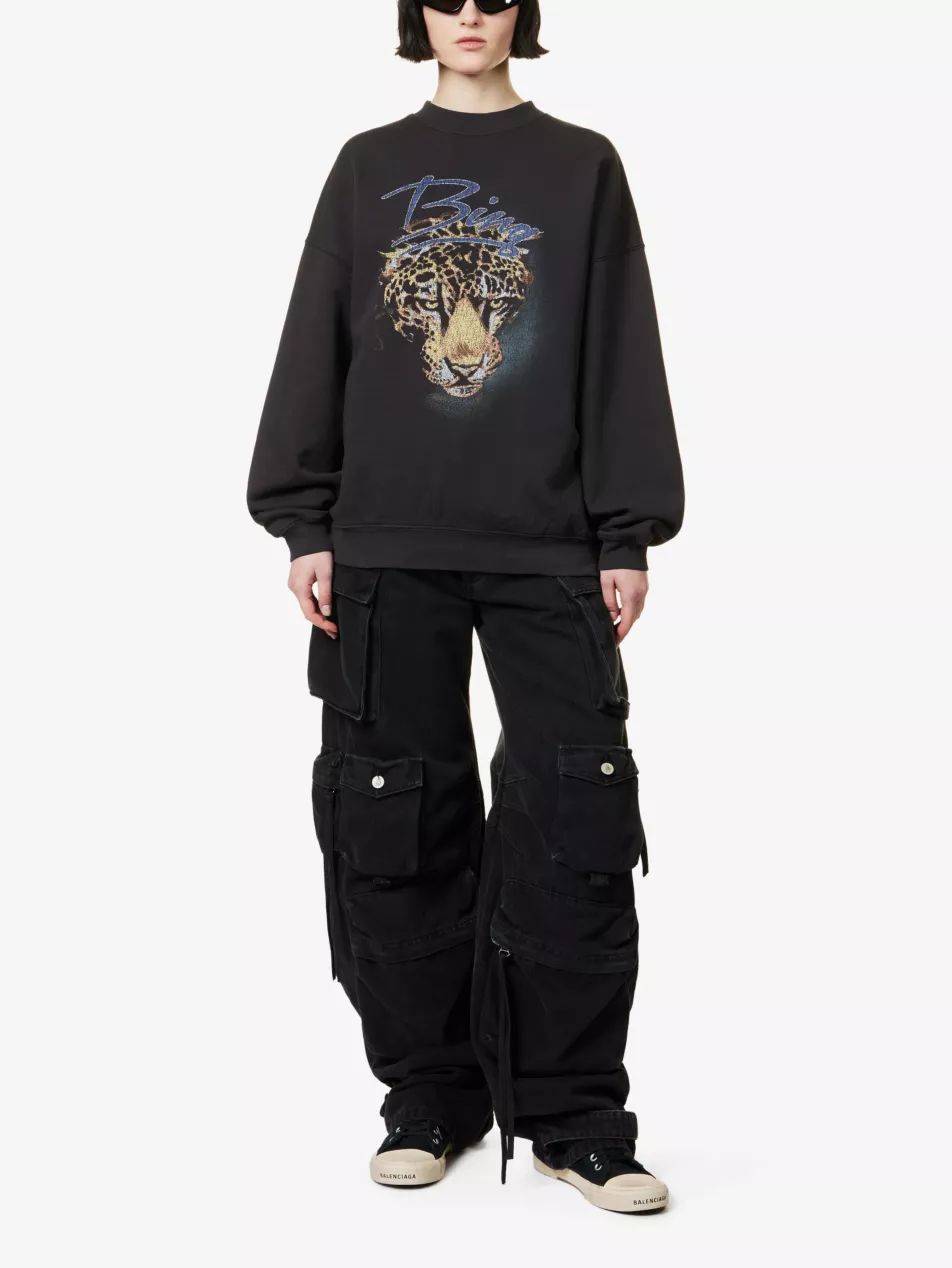 Leopard graphic-print organic-cotton jersey sweatshirt | Selfridges