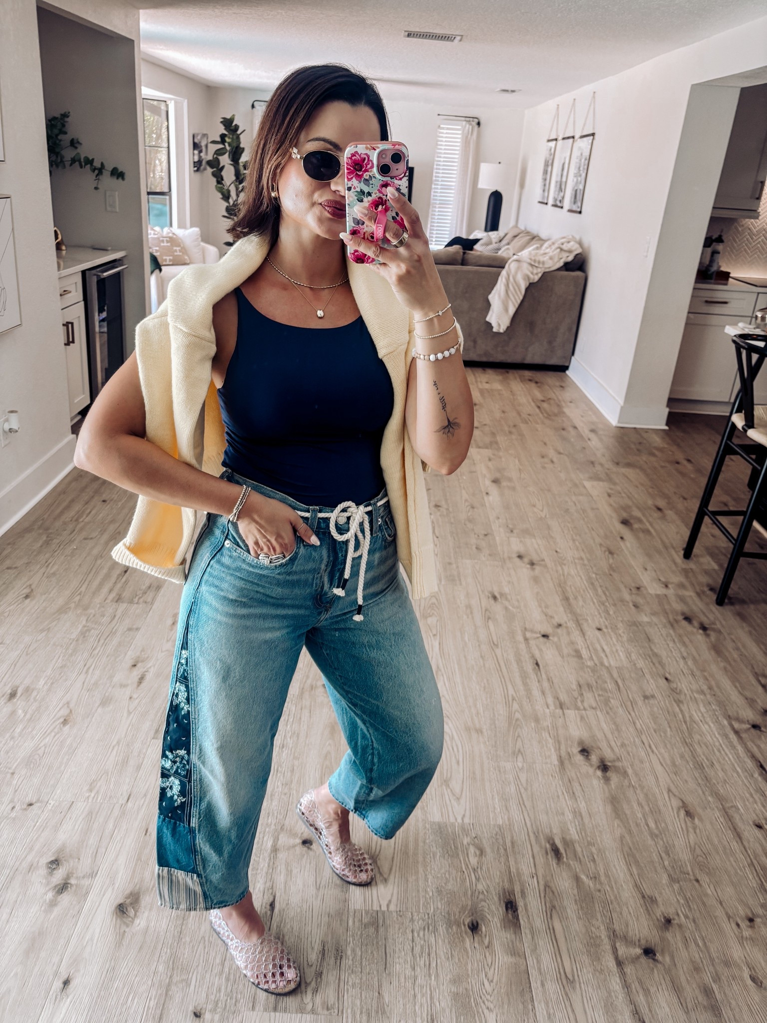 Love missing shades of blue with yellow! Such a cute spring outfit. These jeans with paisley print on the sides are so fun and unique. 😍

#LTKgrwm #LTKSeasonal #LTKootd