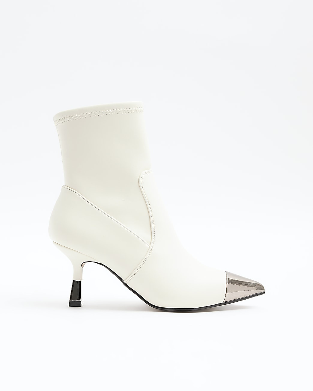 Cream toe cap heeled ankle boots | River Island (UK & IE)