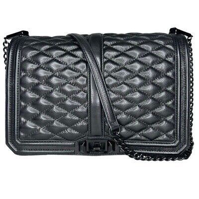 Rebecca Minkoff Black Leather Jumbo Quilted Love Crossbody Bag | eBay AU