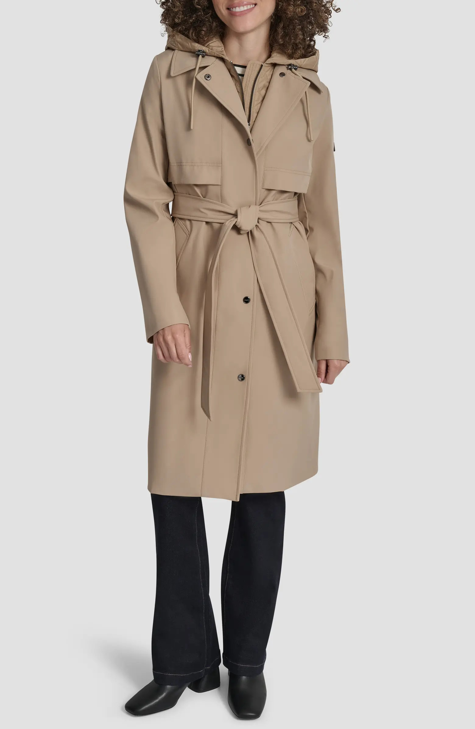 DKNY Softshell Hooded Trench Coat | Nordstromrack | Nordstrom Rack