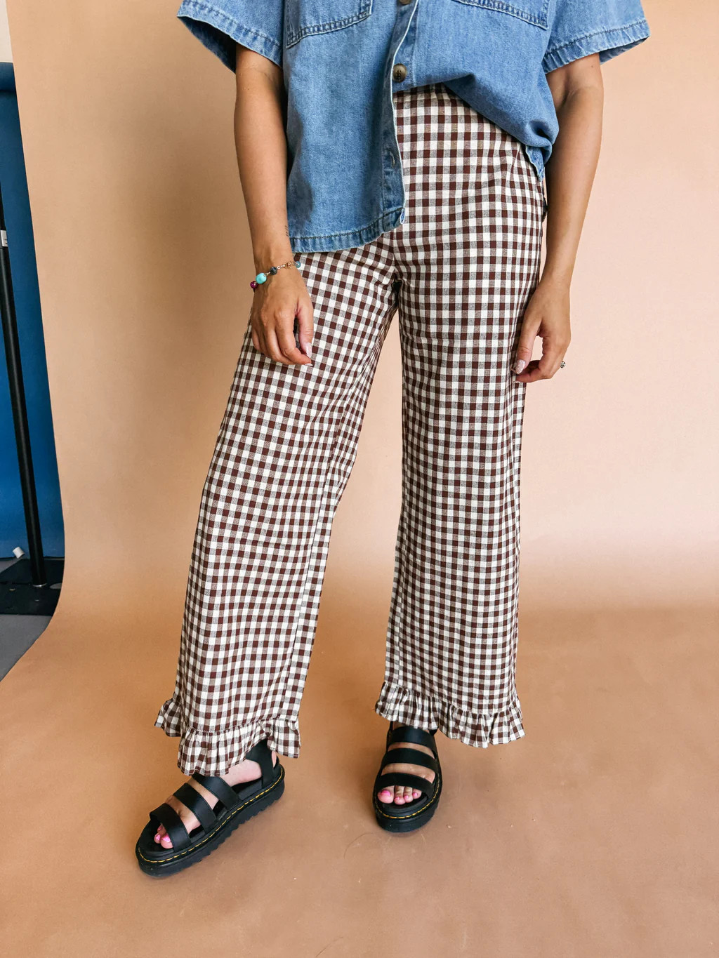gold rush gingham pants | Etta+East