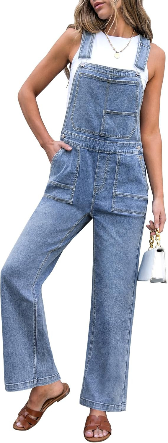 luvamia Jean Overalls for Women Straight Wide Leg Baggy Stretchy Denim Bib Adjustable Strap Casua... | Amazon (US)